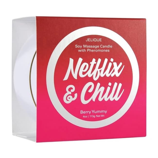 Massage Candle W/ Pheromones Netflix & Chill Berry Yummy 4oz - Image 1 Massage Candle W/ Pheromones Netflix & Chill Berry Yummy 4oz - Image 1