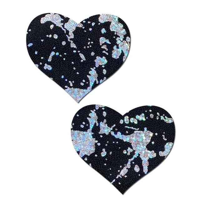 Pastease Splatter Holographic Heart Black/silver - Image 1 Pastease Splatter Holographic Heart Black/silver - Image 1
