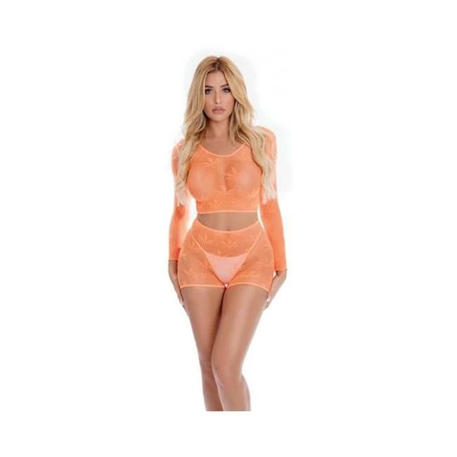 Pink Lipstick Leaf It to Me Long Sleeve Crop Top & Short, image 1