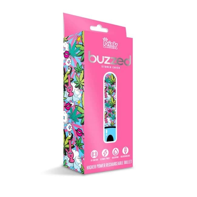 PRINTS CHARMING BUZZED HIGHER POWER RECHARGEABLE BULLET STONER CHICK - Image 1