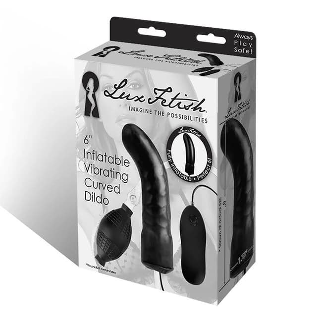 (wd) 6in Inflatable Vibrating Curved Dildo - Image 1