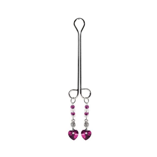 Bijoux De Cli Double Loop Heart Charm & Fuchsia Beads, image 1