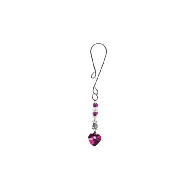 Bijoux De Cli Loop W/ Hea Charm & Fuschia Beads, image 1