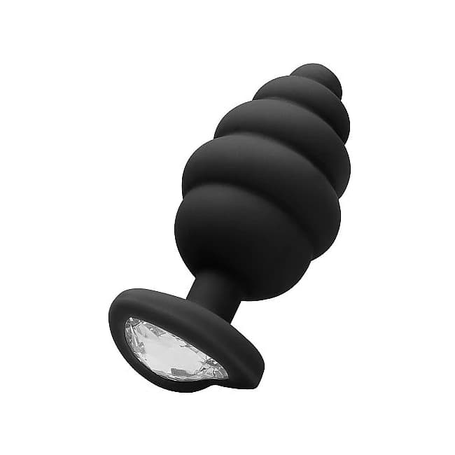 Extra Large Ribbed Diamon Heart Plug, image 1
