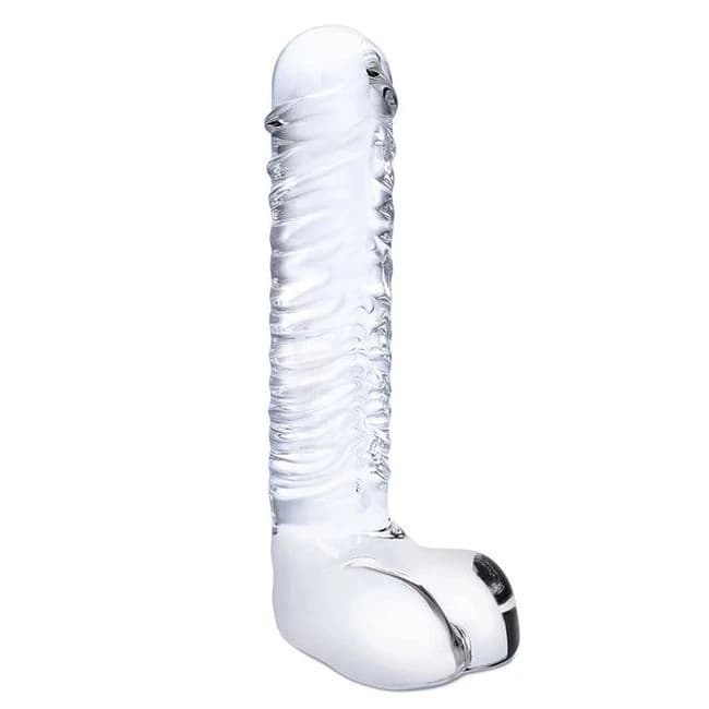 (wd) Glas 8 Realistic Ribbed G-spot Dildo W Balls " - Image 1 (wd) Glas 8 Realistic Ribbed G-spot Dildo W Balls " - Image 1
