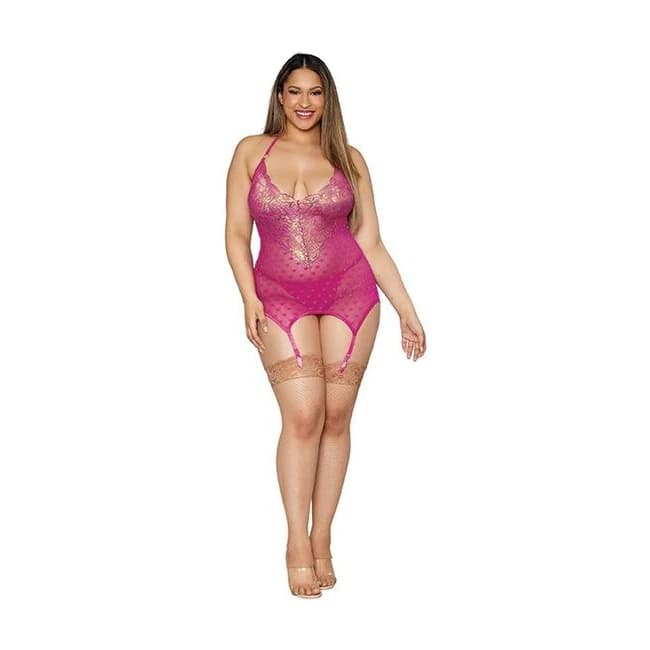 Gold Foil Heart Lace Gart Slip Azalea/gold Q/S, image 1