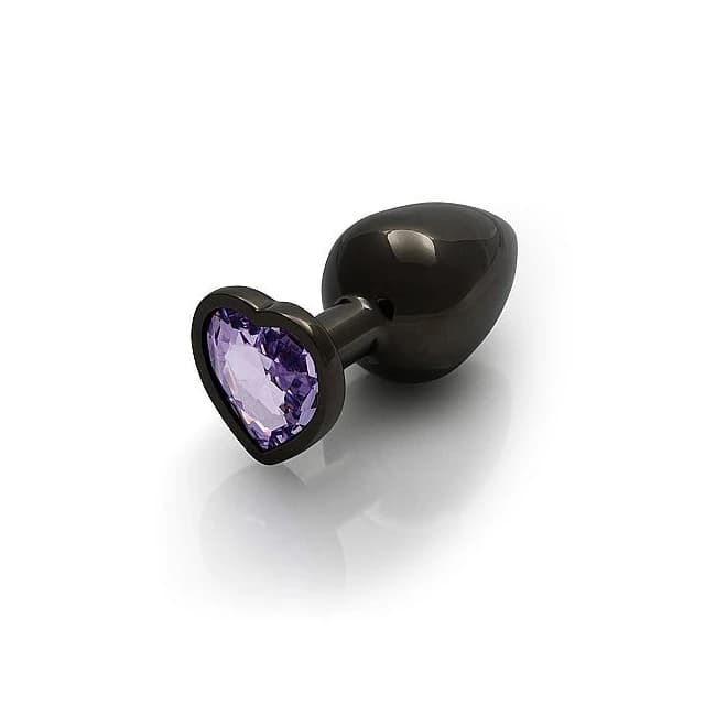 (wd) Heart Gem Butt Plug Large Gunmetal Amethyst - Image 1 (wd) Heart Gem Butt Plug Large Gunmetal Amethyst - Image 1
