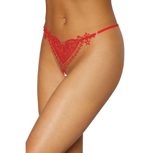 Heart Venise Applique Pea String Lipstick Red O/S, image 1