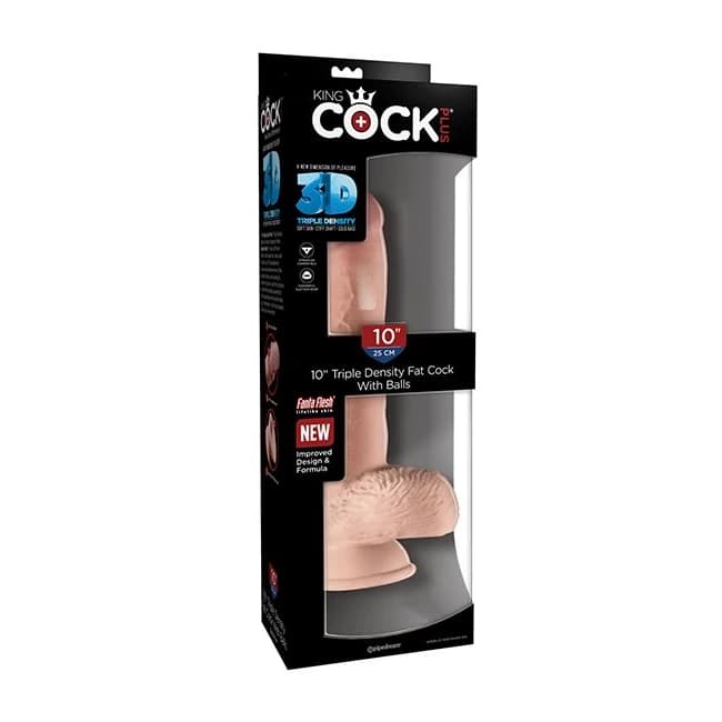 King Cock Plus 10 in Trip Density Fat Cock W/ Balls Light, image 1
