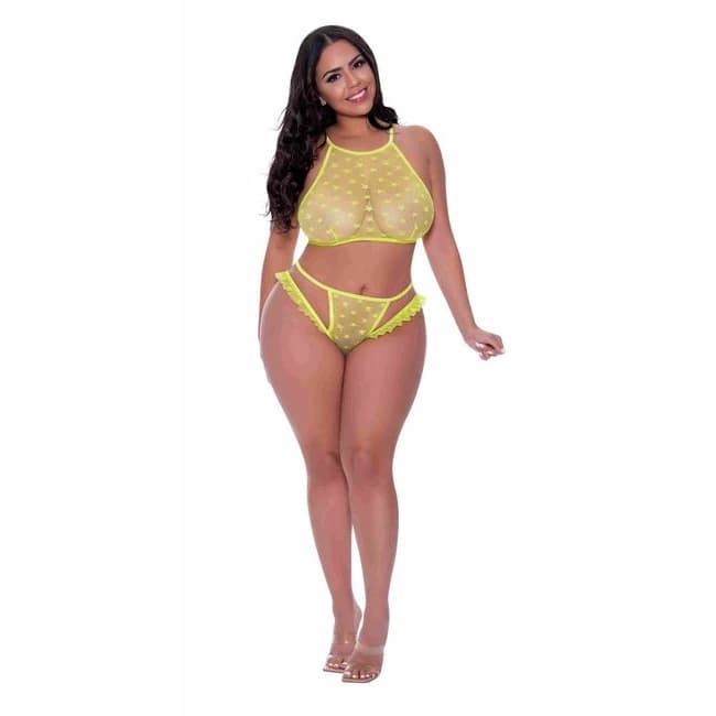 Love Star Halter Bra & Pa Set Chartreuse, image 1
