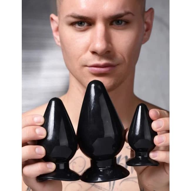 (WD) MASTER SERIES TRIPLE CONE ANAL PLUG SET BLACK - Image 1