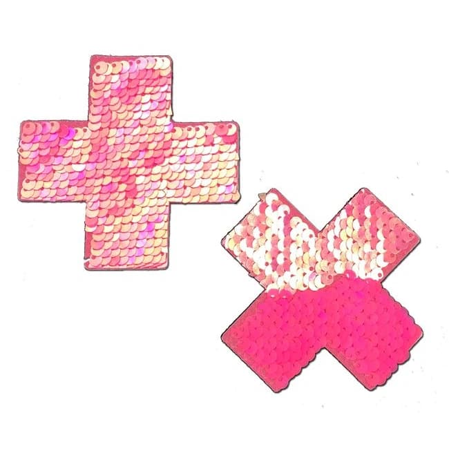(wd) Pastease Hot Pink & Matte Flip Sequin Pasties - Image 1