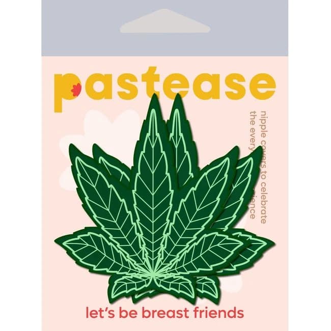 Pastease Indica Pot Leaf Green Weed Nipple Pasties, image 1