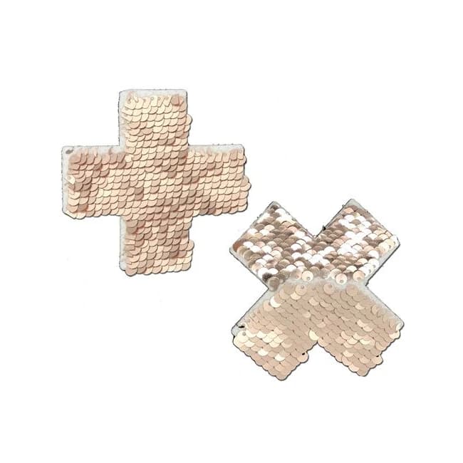 (wd) Pastease Plus X Rose Gold Shiny & Matte Flip Sequined Nipple Pasties - Image 1