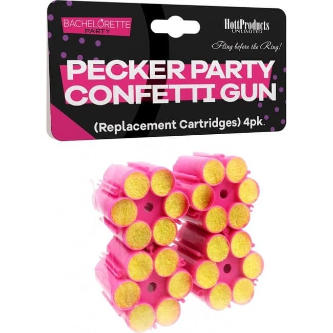 Pecker Party Confetti Gun Refill Cartridges 4pc Pack, image 1