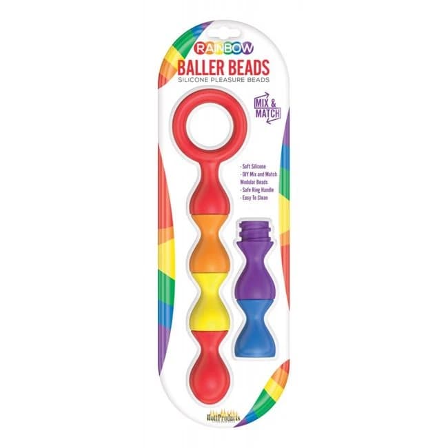 Rainbow Baller Beads Sili Pleasure Beads W/ Ring Handle, image 1