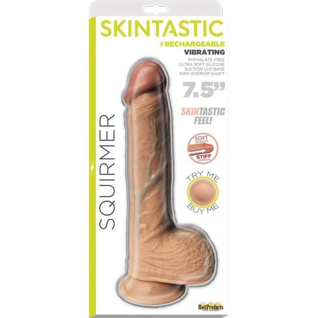Skintastic Squirmer Ultra Rechargeable Dildo 7.5 in, image 1