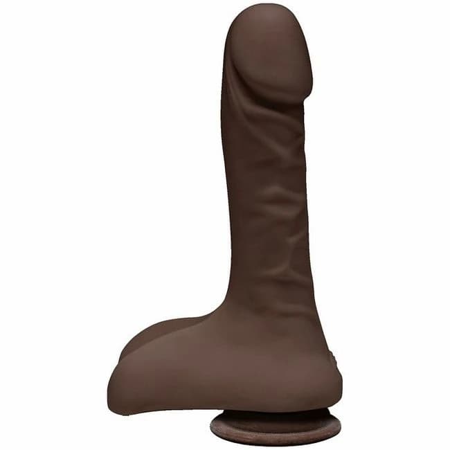 (WD) THE D SUPER D 9 W/BALLS CHOCOLATE BROWN DILDO " - Image 1