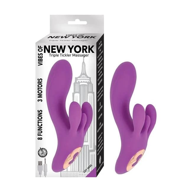 Vibes of New York Triple Tickler Massager Purple, image 1