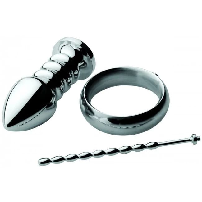 (wd) Zeus Deluxe Series Voltai Him Stainless Steel Male E Stim Kit - Image 1