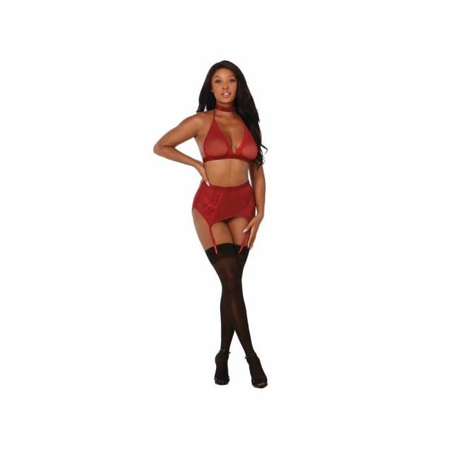 Fishnet & Laceset W/ Stretch Velvet Trim, image 1