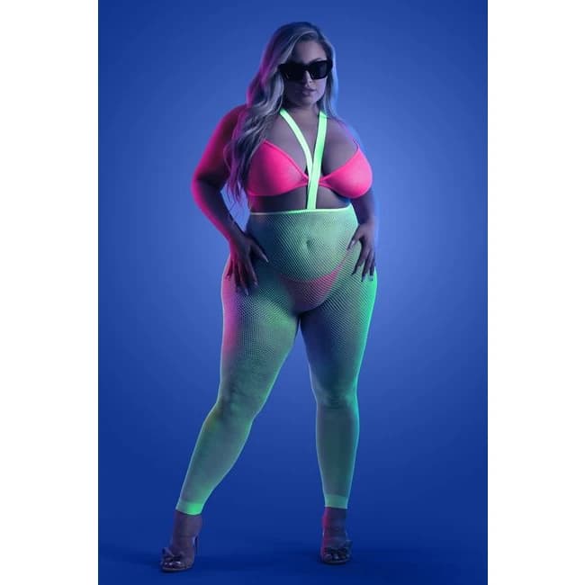 (wd)glow Come Alive 3pc Seamle Set Neon Green & Pink Q/s - Image 1 (wd)glow Come Alive 3pc Seamle Set Neon Green & Pink Q/s - Image 1