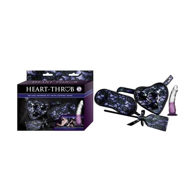 (wd)heart-throb Deluxe Harness Curved Dong Purple - Image 1 (wd)heart-throb Deluxe Harness Curved Dong Purple - Image 1