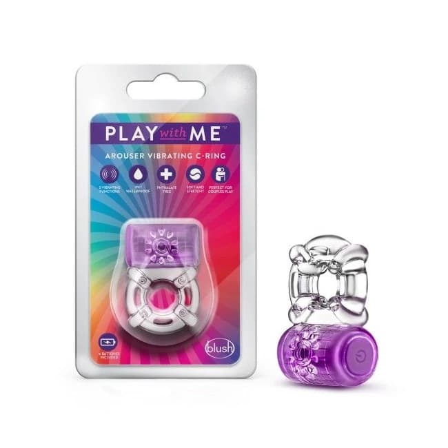 Play with Me One Night Sta Vibrating C-Ring Purple, image 1
