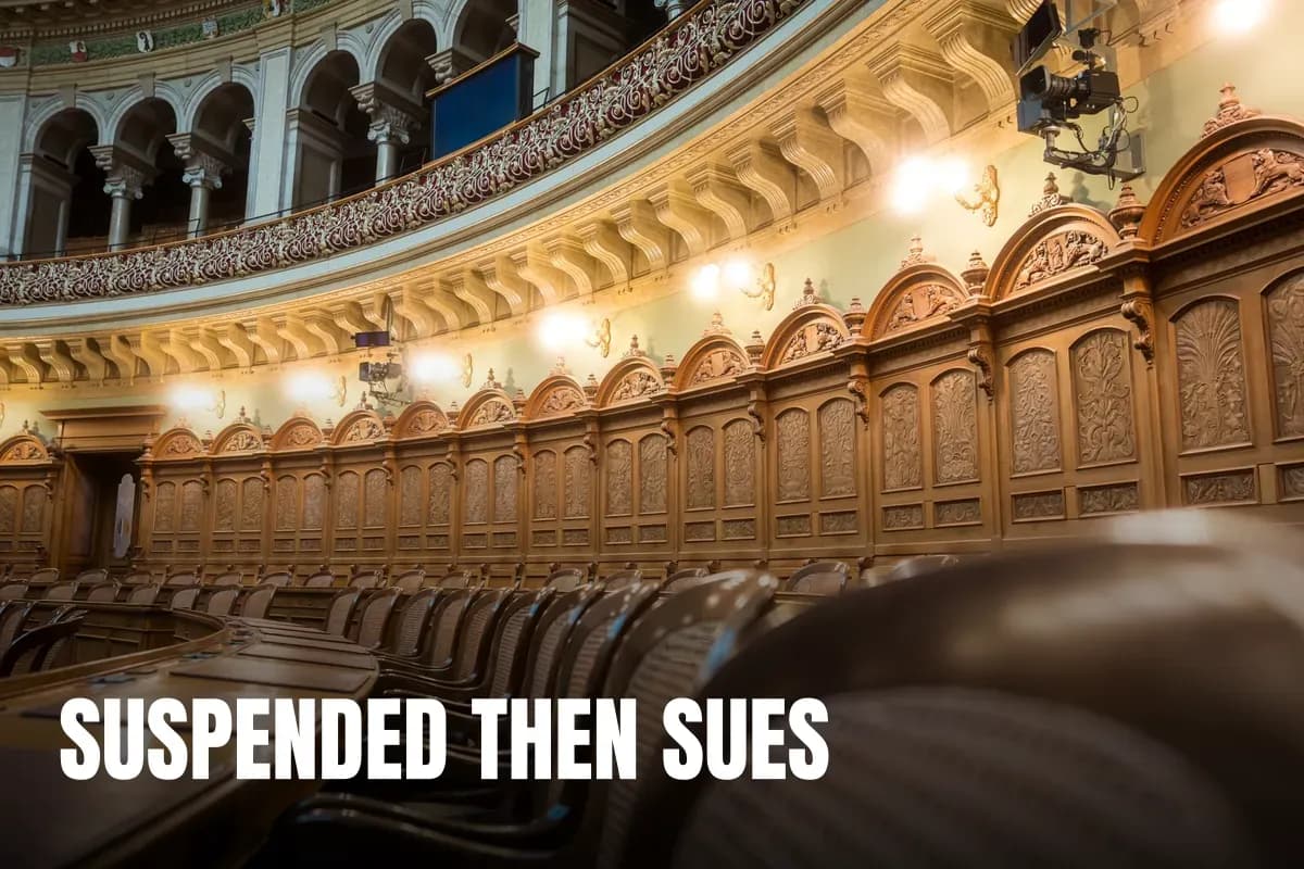 Interior view of the elegant Swiss Parliament council chamber in Bern, Switzerland.