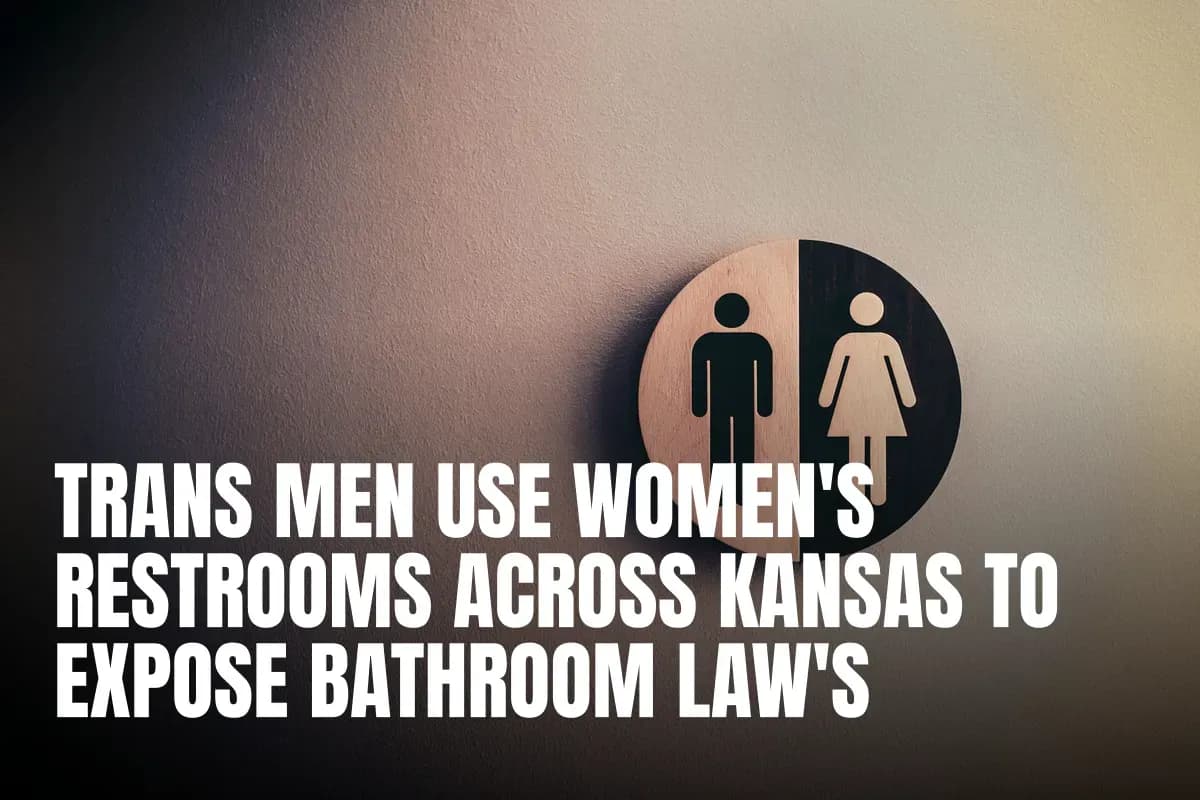 Minimalist gender neutral restroom sign with male and female symbols on textured wall.