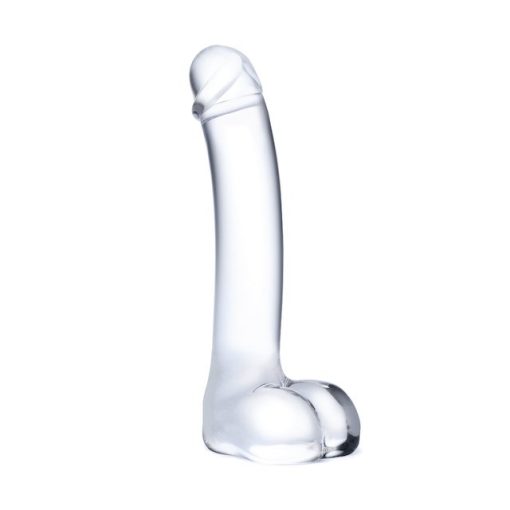Glas 7 inches Realistic Curved Glass G-Spot Dildo Clear - Image 3