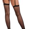 FISHNET PLAID THIGH HIGH BLACK O/S main
