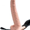 Fetish Fantasy 9 inches Hollow Rechargeable Strap On with Balls Beige Main