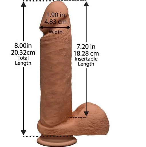 THE D PERFECT D 8 W/BALLS CARAMEL TAN DILDO " back