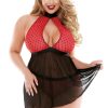 VALENTINA HALTER BABYDOLL & PANTY BLACK/RED 1X2X details