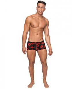 Kiss Me Stretch Mesh Mini Shorts Black Red Small main