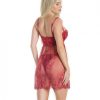 Lightly Padded Demi Cup Lace Babydoll & Crotchless Panty Red Md second
