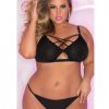 Pink Lipstick Back Talk Bra & Panty Black 3X/4X main