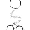 Black & White Collar W/ Hand Cuffs W/ Straps & Chain Restraints 3