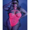 Glow All Nighter Harness Bodysuit Neon Pink Q/S Naughty Role Play 3