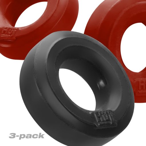 Hunkyjunk Huj C-Ring 3Pk Cherry & Tar Ice (Net) Cock Ring Trios 3