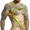 Male Basics Dngeon Cross Cock Ring Harness Yellow O/S (Hanging) Mens Wear 3