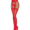 Pantyhose W/ Garters Red O/S Sexy Costume Accessories Main Image