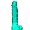Realrock 8In Realistic Dildo W/ Balls Turquoise Large Dildos Main Image