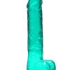 Realrock 9In Realistic Dildo W/ Balls Turquoise Large Dildos Main Image