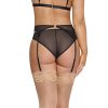 Sassy Bra Garter & Rouched Panty Black S/M Bra Sets 3