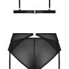 Sassy Bra Garter & Rouched Panty Black S/M - Image 3