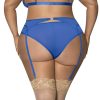 Sassy Bra Garter & Rouched Panty Cobalt 2Xl - Image 3