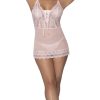 Seabreeze Lace Up Chemise & G Set Blush L/Xl Naughty Role Play Main Image