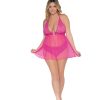 Stretch Lace & Mesh Babydoll Paradise Pink Q/S Babydolls & Slips 3